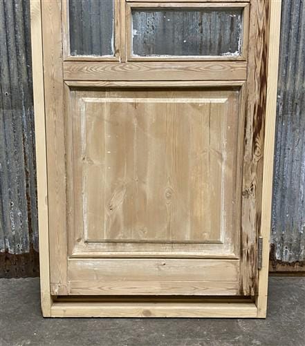 Antique French Single Door (27.25x84) Glass Pane Door with Jamb, Encased Door T2
