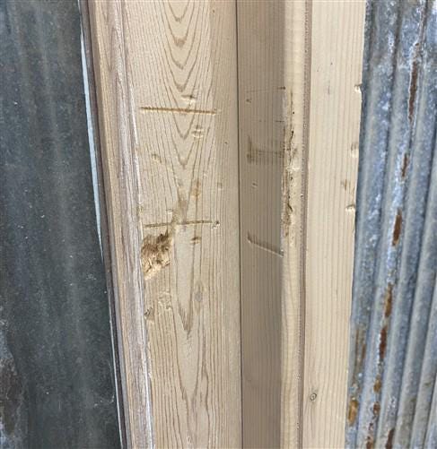 Antique French Single Door (27x81.5) Glass Pane Door with Jamb, Encased Door T27