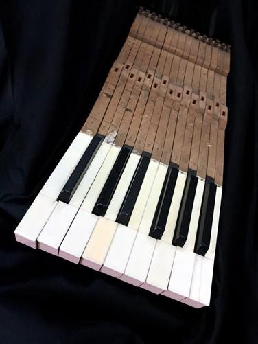15 Black White Piano Keys, Vintage Piano Parts, Art Craft Supplies, Steampunk H
