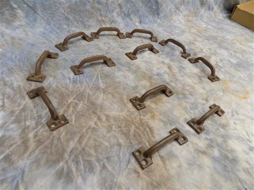 Pull Handles - 12 Cast Iron Plain Drawer Pulls Handles Hardware Desk Dresser Kitchen Rustic by The Old Grainery (12, Cast,...