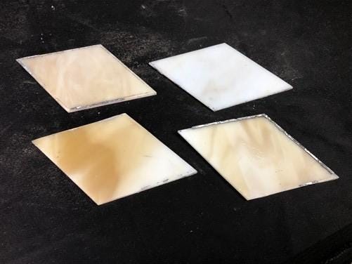 10 Stained Slag Glass Diamond Panes, Reclaimed Church Window Art Glass Pieces E