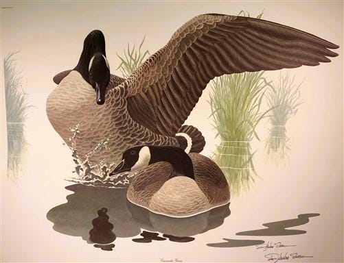 Art & Collectibles > Prints > Lithographs - Richard Sloan, Canada Goose, Signed Print, 28x22, Wade Collection, Plate 16 by...