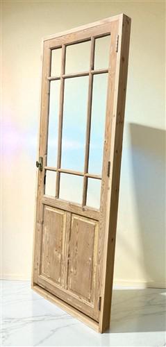 Antique French Single Door (32x83.5) Glass Pane Door with Jamb, Encased Door T45