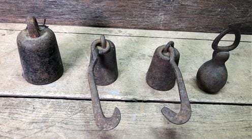 Craft Supplies & Tools > Tools & Equipment > Tool Parts & Accessories - Round Hanging Cast Iron Scale Weights Vintage Fair...
