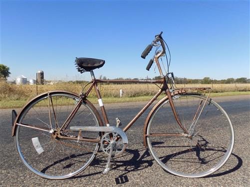 Chicago Schwinn Bicycle, Brown 3 Speed World Tourist Bike, Serial# 200 – The Old Grainery Chicago Schwinn Bicycle, Brown 3 Speed World Tourist Bike, Serial# 200 – The Old Grainery