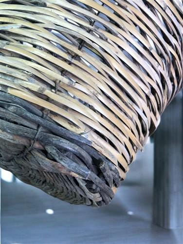 Home & Living > Storage & Organization > Baskets - Round Wicker Basket, Vintage German Woven Rattan Basket, Storage Organi...