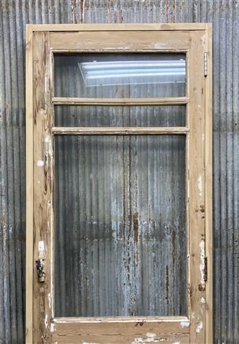Antique French Single Door (31x86.5) Glass Pane Door with Jamb, Encased Door T10