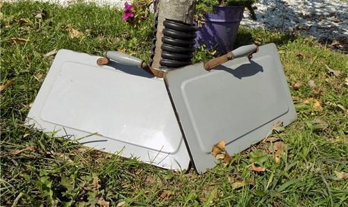 Stove Part - 2 Stove Doors Retro Gas Range Front Porcelain Metal Parts Repair Vintage by The Old Grainery (cook stove, far...