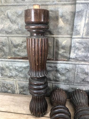Home & Living > Furniture > Dining Room Furniture - 5 Wood Table Legs, Harvest Folk Art Architectural Salvage Vintage Furn...