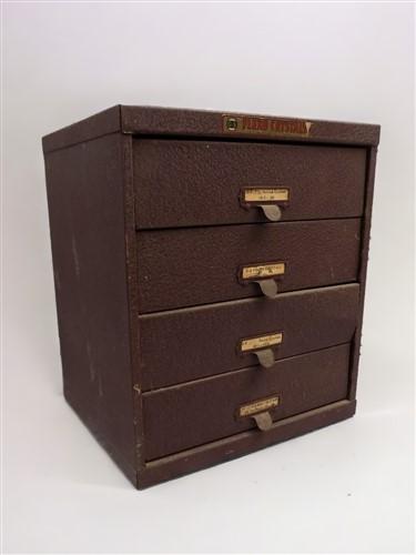 Vintage Cabinet - 4 Drawer Small Metal Filing Cabinet File Vintage Storage Card Flexo Crystals by The Old Grainery (Arts a...