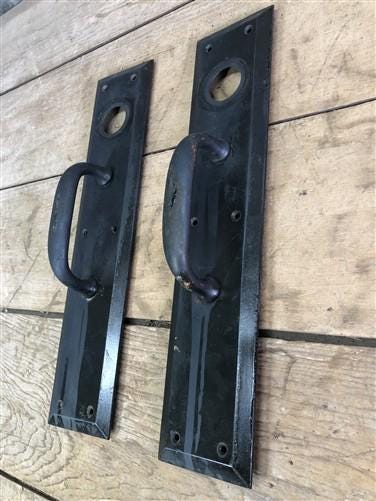 Home & Living > Home Improvement > Hardware - Door Handle Pull Plates, Vintage Black Matte Escutcheon Plate, Mortise Trim...