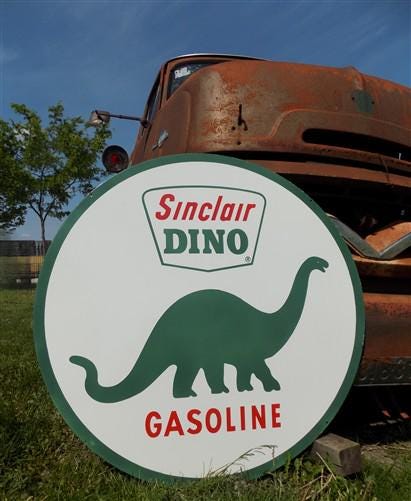 Sinclair Dino Gasoline Sign, Double Sided Metal Porcelain Advertising Sign A