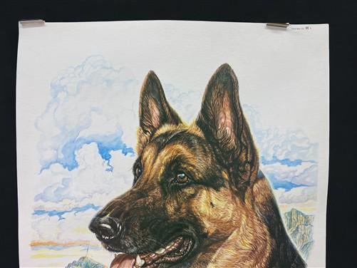 Art & Collectibles > Prints > Lithographs - Ernest Hart, German Shepherd, Signed Dog Print, 16x20, Wade Collection, A by T...