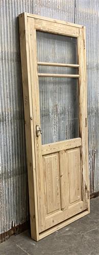 Antique French Single Door (32.5x86) Glass Pane Door with Jamb, Encased Door T9