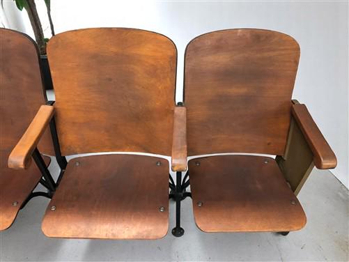 Home & Living > Furniture - 4 Vintage Wood Folding Theater Seats, Auditorium Seats, Entryway Bench, E9 by The Old Grainery