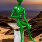 Art & Collectibles > Sculpture > Figurines - Sitting Green Alien Statue, Little Green Place Man, UFO Extra Terrestrial, A...