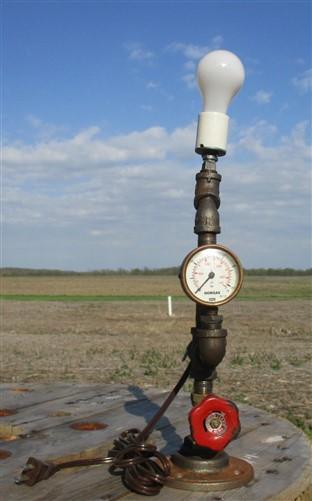 Steampunk - Steampunk Desk Lamp, Pressure Gauge Plumbers Pipe, Industrial Lamp Machine Age Q by The Old Grainery (hanging...