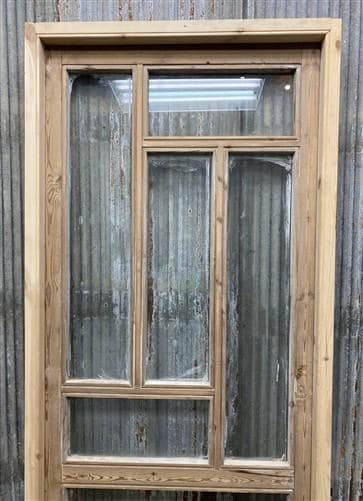 Antique French Single Door (33x81) Glass Pane Door with Jamb, Encased Door T44