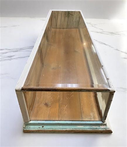 Home & Living > Home Decor > Seasonal Decor - Wood Framed Bevel Glass Case, Vintage Store Countertop Showcase, Collector C...