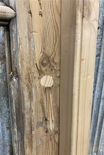 Antique French Single Door (28x86) Glass Pane Door with Jamb, Encased Door T47