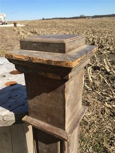 Home & Living > Home Improvement > Moldings & Trim - Newel Post Porch Column, Wood Architectural Salvage Repurpose Railing...
