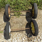 Toys & Games > Toys > Push & Pull Toys > Wagons - 4 Vintage Metal Baby Buggy Wheels Pedal Car Garden Cart Pumpkin Wagon A5...