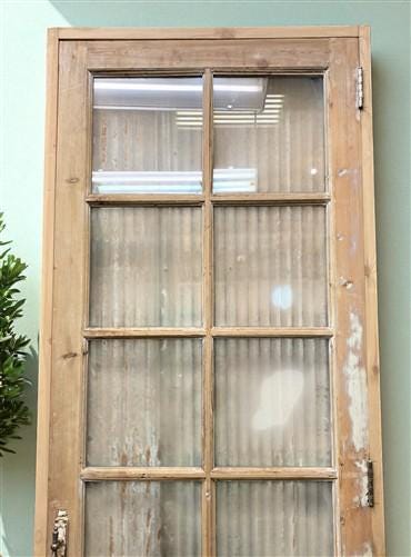 Antique French Single Door (32x93.5) Glass Pane Door with Jamb, Encased Door T36