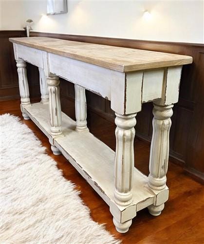 Home & Living > Furniture > Living Room Furniture > Coffee & End Tables - 72" White Sofa Table with Drawers, Coffee Table,...