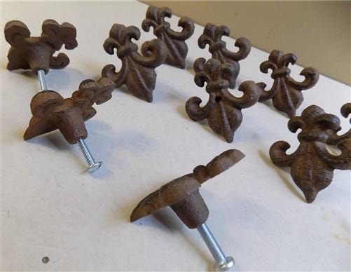 Home & Living > Home Improvement > Drawer Knobs & Pulls - 12 Cast Iron Fleur De Lis Pulls Handles Hardware New Orleans Sai...