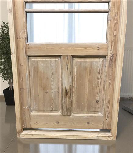 Antique French Single Door (35.5x82) Glass Pane Door with Jamb, Encased Door T25