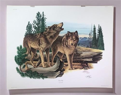 Art & Collectibles > Prints > Lithographs - Richard Timm, Timber Wolf, Signed Print, 28x22 Wade Collection, Plate 34 by Th...