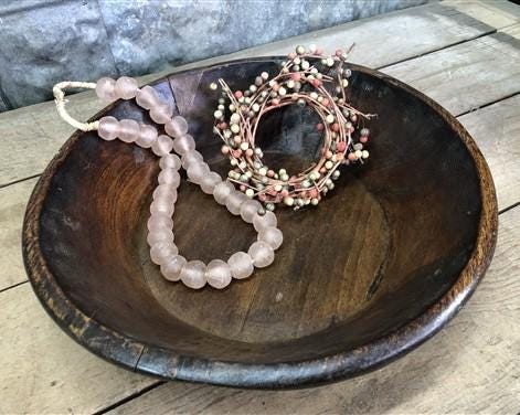 Dark Wood Bowl, Rustic Farmhouse Table Decor, Carved Wooden Bread Bowl A23