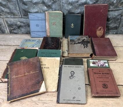 1861-1938 Book Lot, History Language Songbooks Tool Catalog Fiction Poetry B