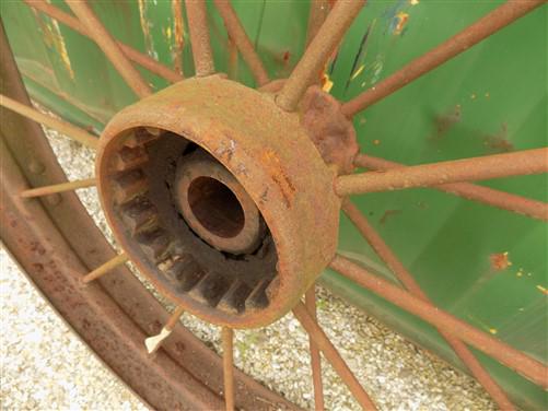 2 Cast Iron Implement Wheels, Wagon Wheel, Tractor Steel Rims, Industrial Age C