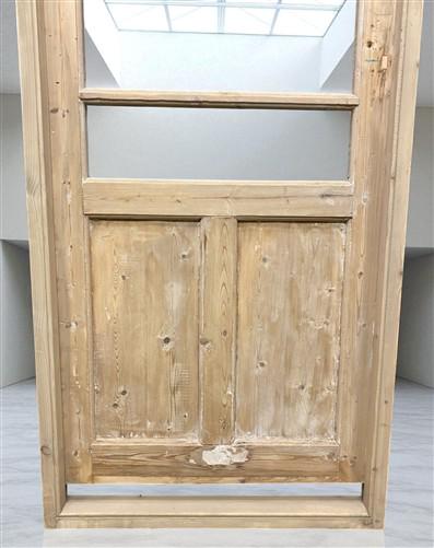 Antique French Single Door (31.5x84) Glass Pane Door with Jamb, Encased Door T33