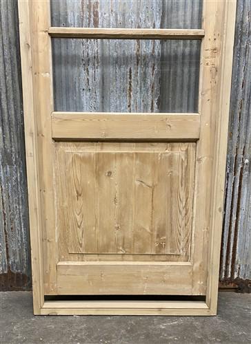 Antique French Single Door (32x93) Glass Pane Door with Jamb, Encased Door T15