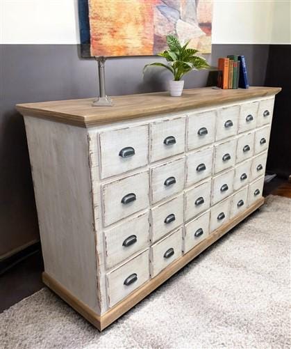 Home & Living > Furniture - 24 Drawer White Apothecary Cabinet Store Cabinet Store Display Pharmacy Cupboard by The Old Gr...