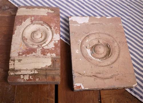 Home & Living > Home Improvement > Moldings & Trim - 4 Plinth Blocks, Antique Bullseye Rosettes, Architectural Salvage, Wo...