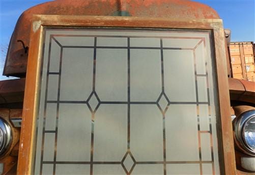 Etched Frosted Clear Glass Vintage Church Window, Architectural Art Glass, B