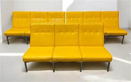 Home & Living > Furniture > Living Room Furniture > Couches & Loveseats - 3 Yellow Vinyl Sofas, Vintage 60s 70s Davenport...