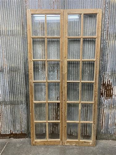 Antique French Double Doors (44x87.5) European Doors, 12 Pane Glass Doors, G164