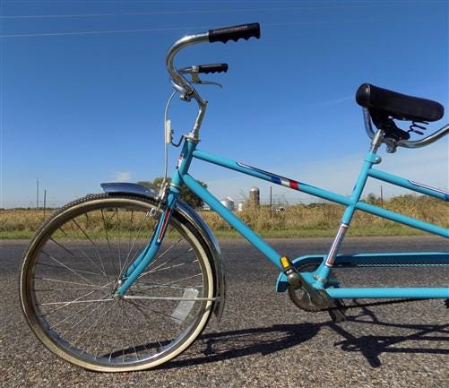 Toys & Games > Sports & Outdoor Recreation > Bikes & Cycling > Bicycles - 1970s Columbia Twosome Bicycle, Turquoise Tandem...