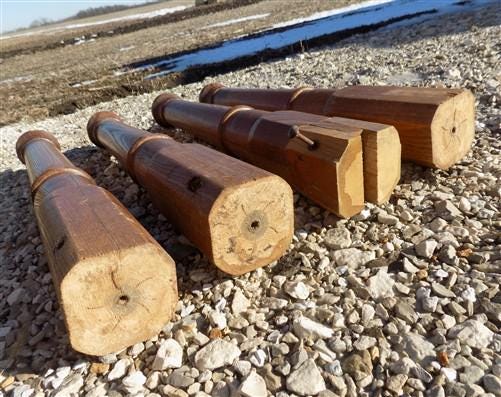 Home & Living > Furniture > Dining Room Furniture - 4 Wood Table Legs, Harvest Folk Art Architectural Salvage, Vintage Fur...