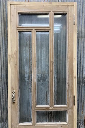 Antique French Single Door (27x81.5) Glass Pane Door with Jamb, Encased Door T27