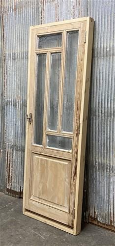 Antique French Single Door (27.25x84) Glass Pane Door with Jamb, Encased Door T2