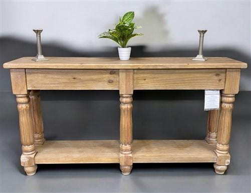 60" Sofa Table with Drawers, Coffee Table, Entryway Console Table Natural Wood A