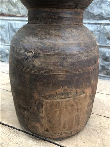 Wood Pot, Round Water Jug, Planter Urn, Flower Frog Display, Farmhouse Box, D