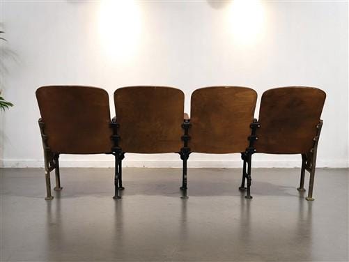 Home & Living > Furniture - 4 Vintage Wood Folding Theater Seats, Auditorium Seats, Entryway Bench, E10 by The Old Grainery