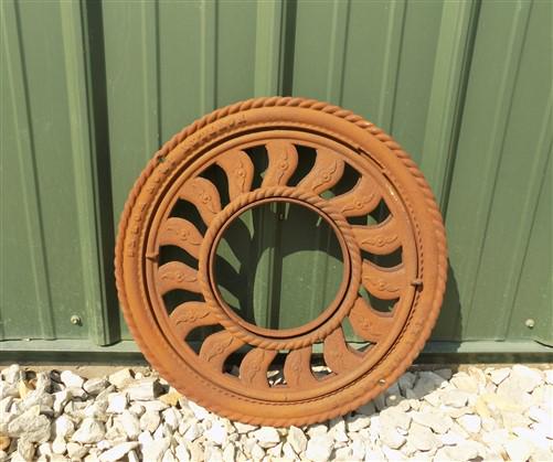 Home & Living > Home Decor > Wall Decor > Wall Hangings - Cast Iron Round Stove Pipe Collar, Chimney Flue Cover, Ornate Gr...