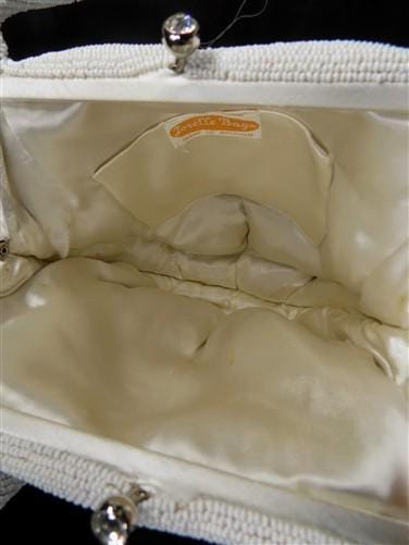 Bags & Purses > Handbags > Clutches & Evening Bags - Ivory White Seed Beaded Satin Bridal Formal Evening Bag Clutch Coin P...